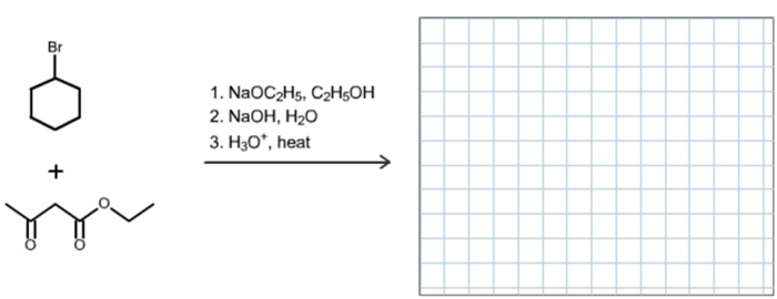 What is the product for the following three-step reaction sequence