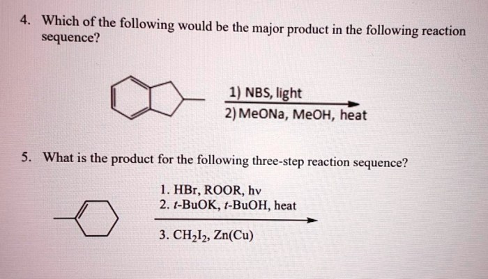 What is the product for the following three-step reaction sequence