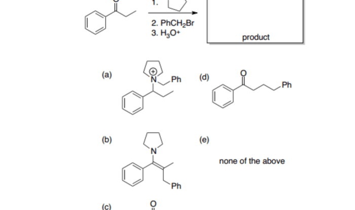 What is the product for the following three-step reaction sequence